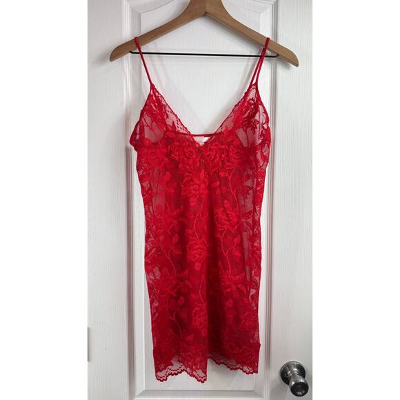 Victoria's Secret Women's Red Lace Slip Dress Nightgown Lingerie Size L Large - Picture 1 of 11